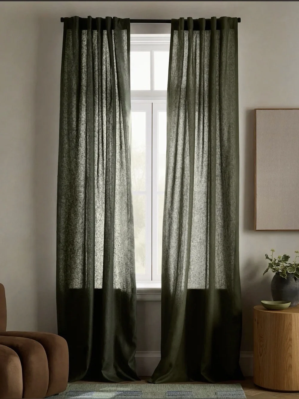 New Quince European linen curtains (4) 48x84”